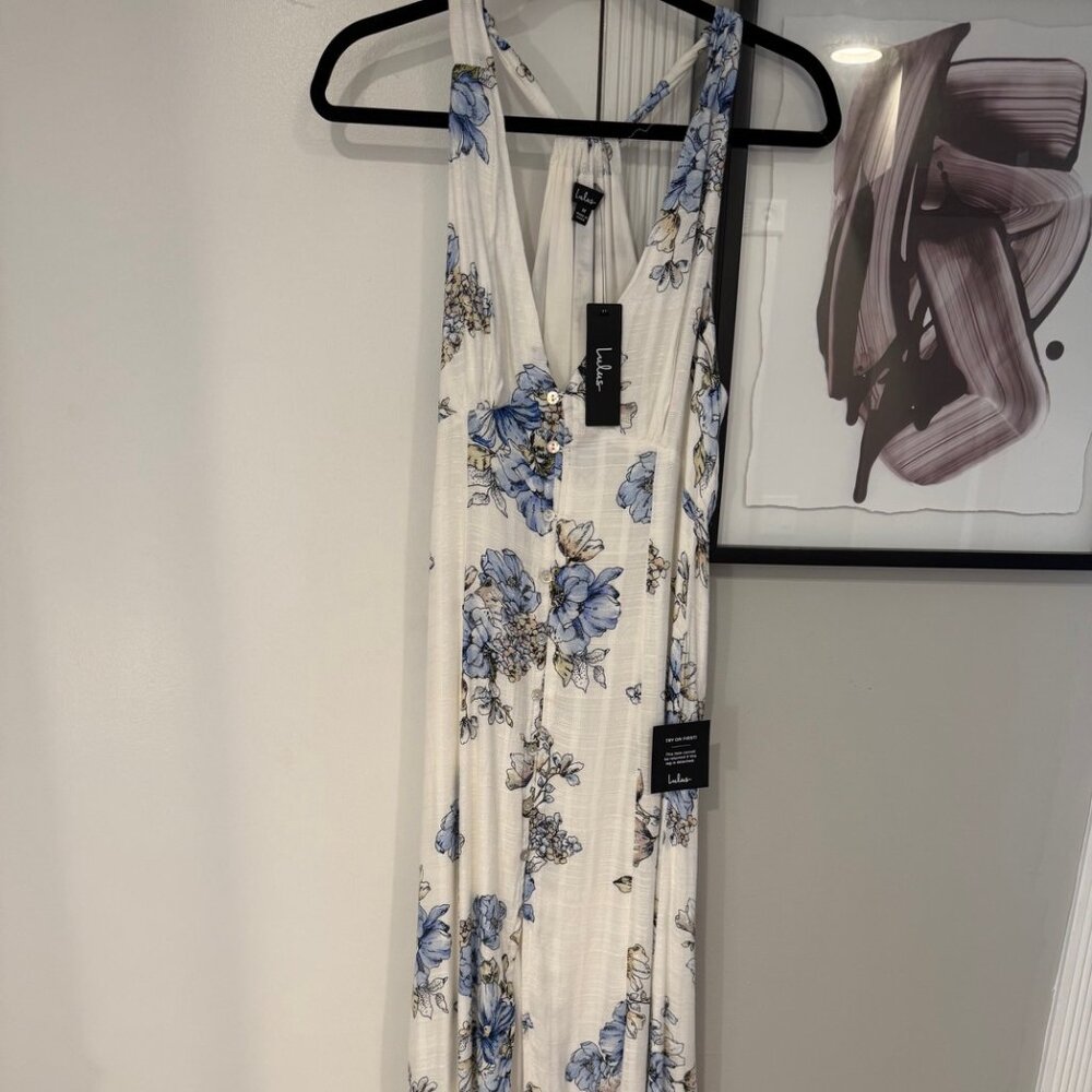 Lulus White & Blue Floral Dress
